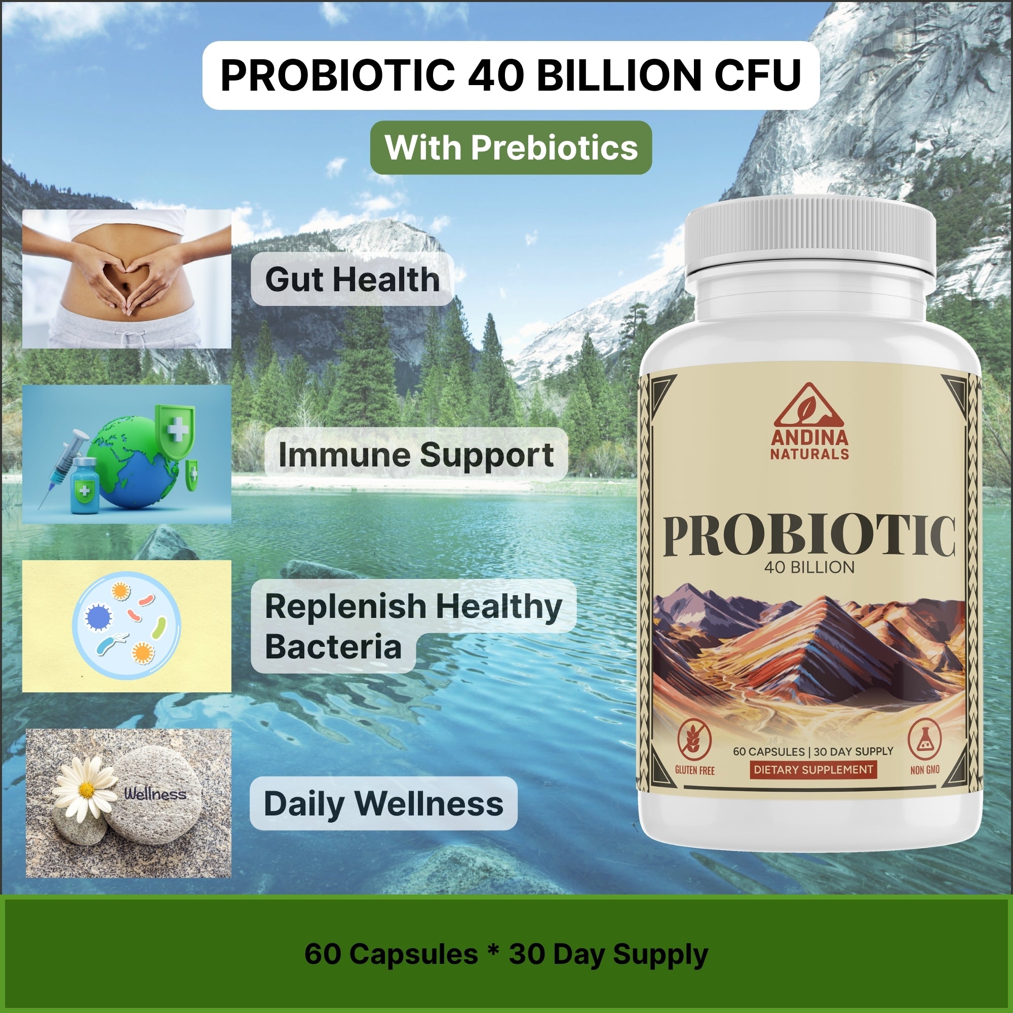 Probiotic 40 Billion CFU Capsules | Digestive & Immune Support